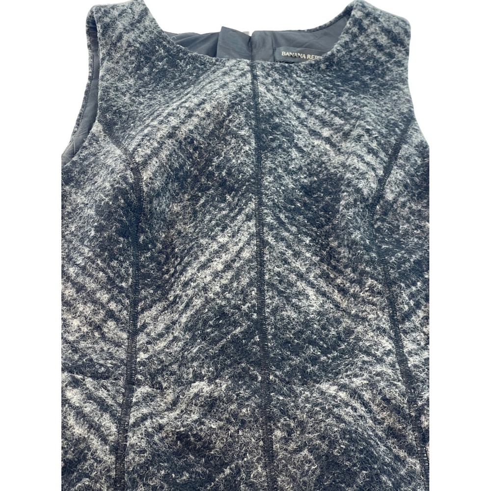 Banana Republic Dress Herringbone Sleeveless Black Gray Career Petite Size 2 - Picture 2 of 9